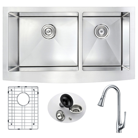 ANZZI Elysian Farmhouse 33" Kitchen Sink with Polished Chrome Singer Faucet KAZ3320-041